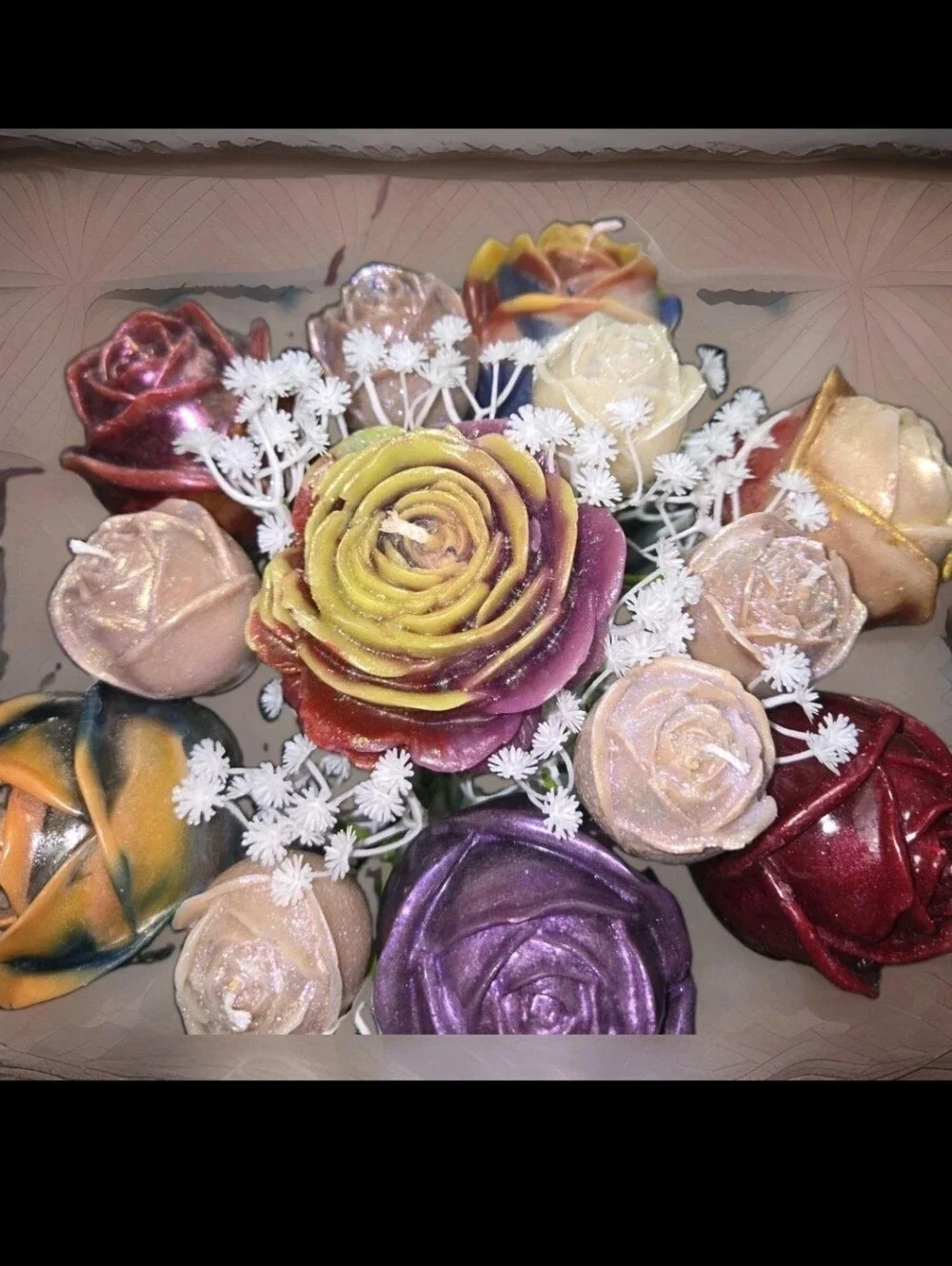 Stunning Realistic 16 Wax Rose Candles + Bonus Butterfly Bouquet Awesome Gift